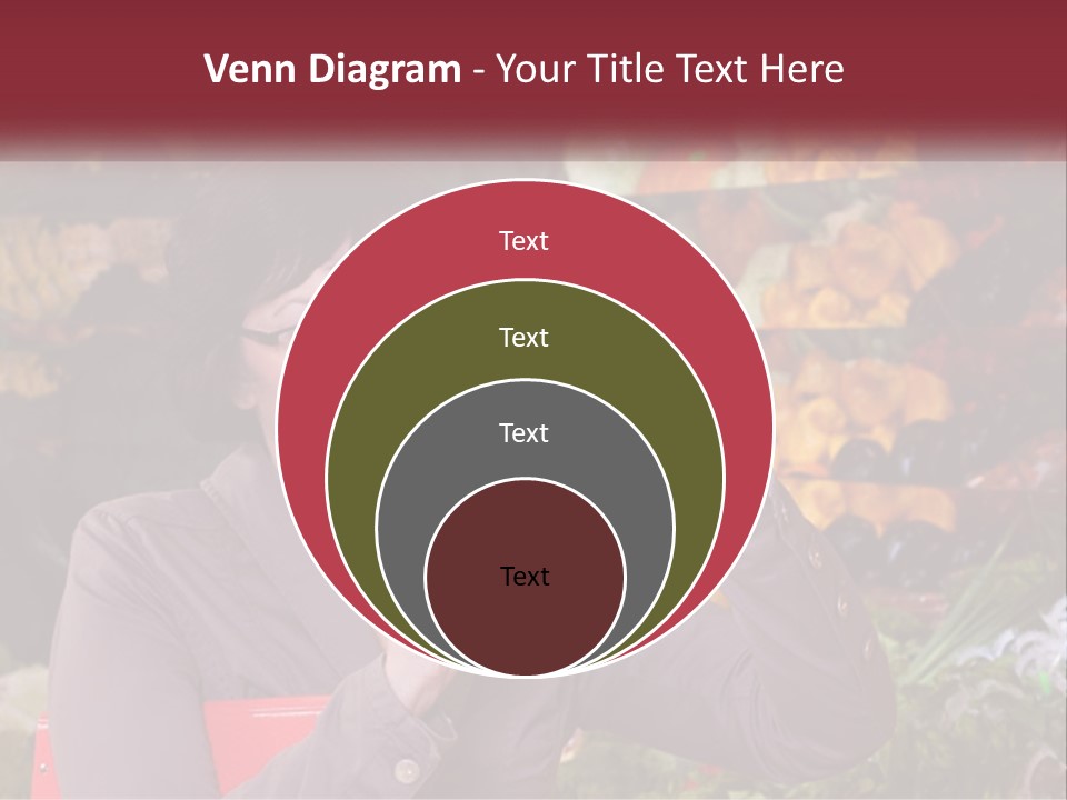 A Woman Holding An Orange In Front Of A Display Of Fruit PowerPoint Template