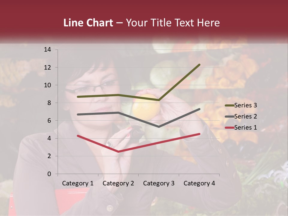 A Woman Holding An Orange In Front Of A Display Of Fruit PowerPoint Template