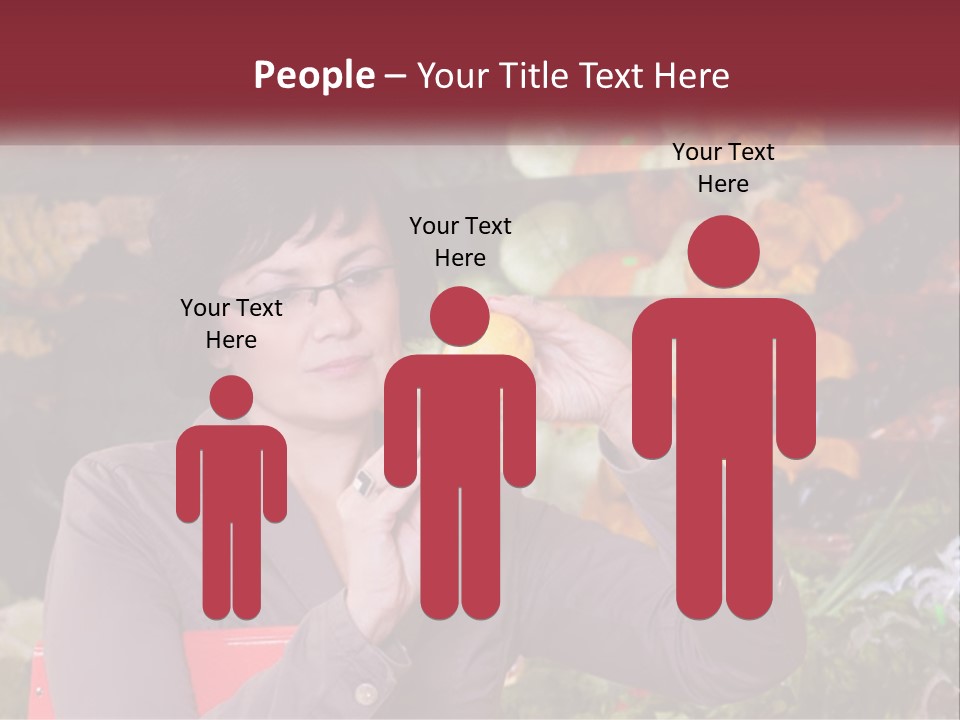 A Woman Holding An Orange In Front Of A Display Of Fruit PowerPoint Template