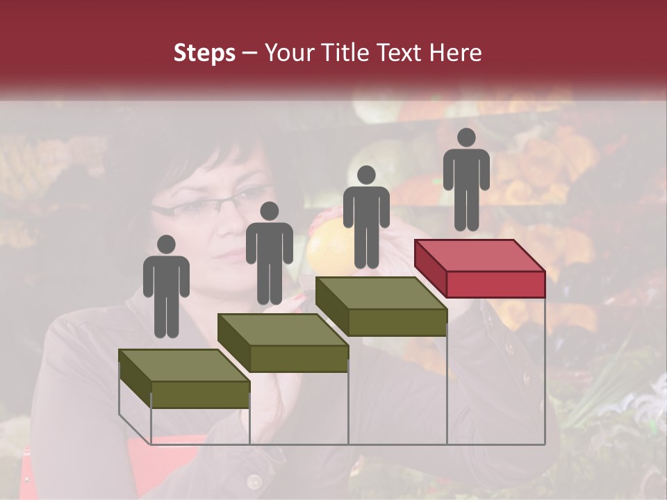 A Woman Holding An Orange In Front Of A Display Of Fruit PowerPoint Template