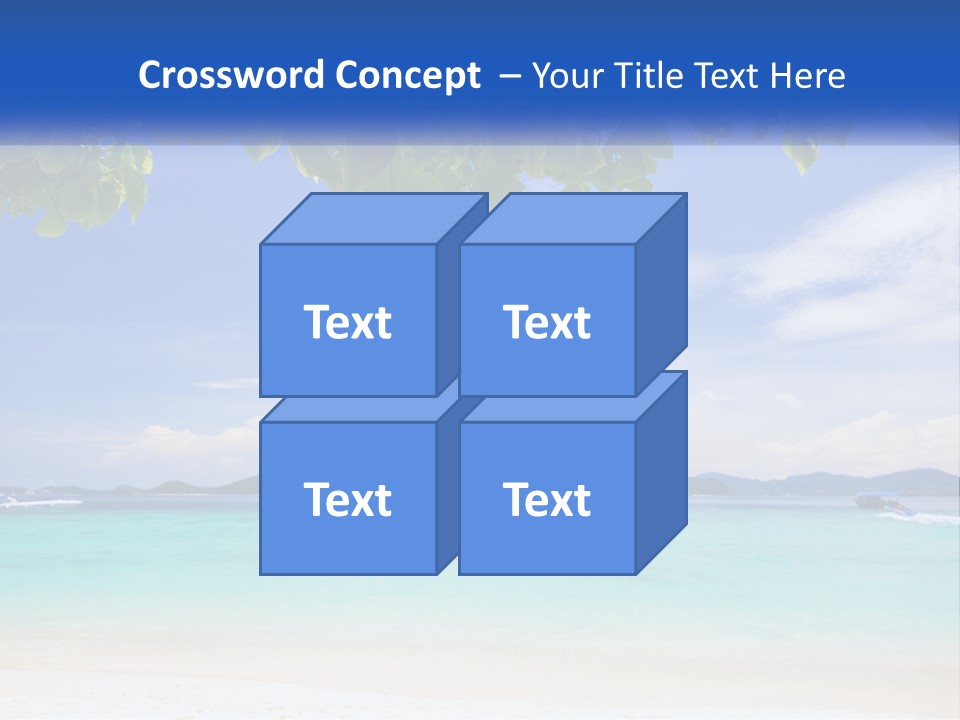 A Beach With Boats In The Water And A Blue Sky PowerPoint Template