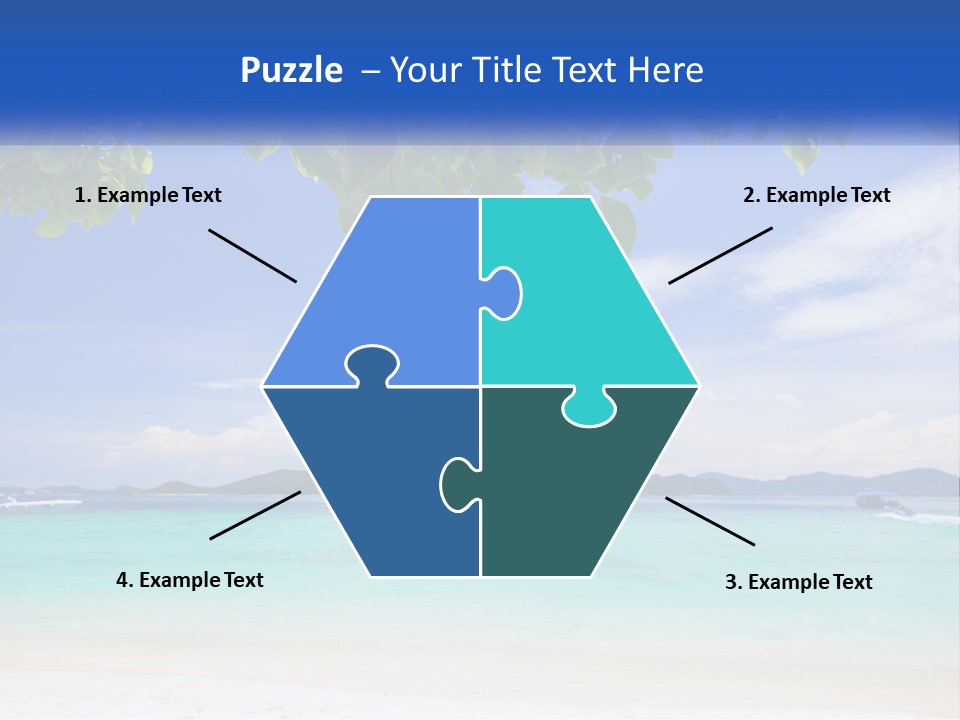 A Beach With Boats In The Water And A Blue Sky PowerPoint Template