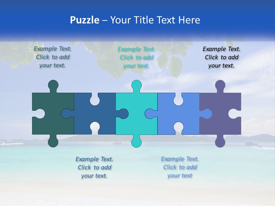 A Beach With Boats In The Water And A Blue Sky PowerPoint Template