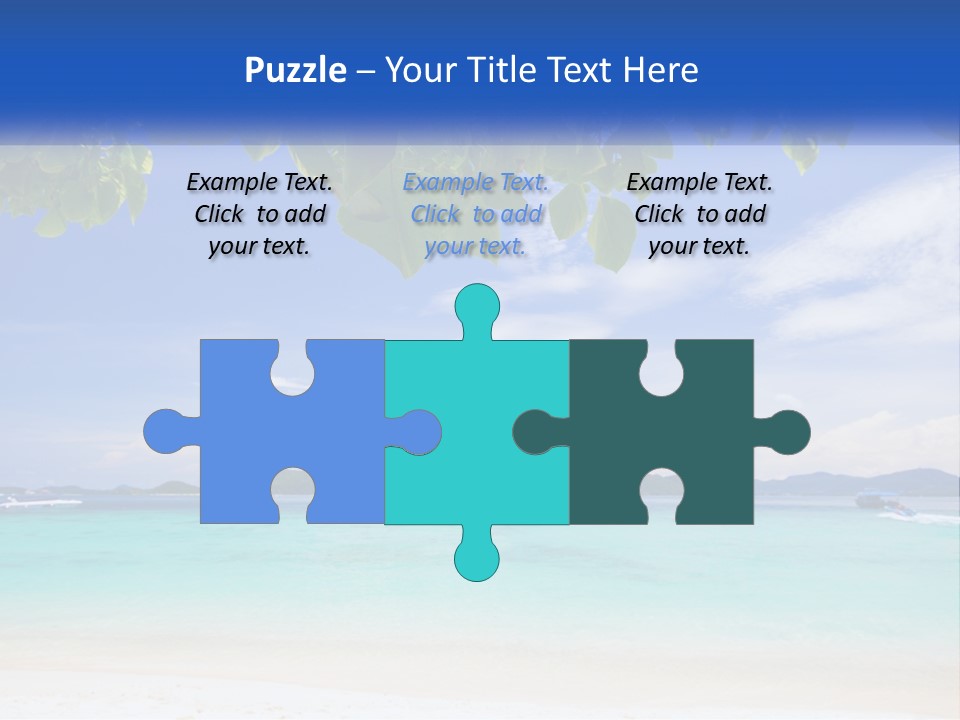 A Beach With Boats In The Water And A Blue Sky PowerPoint Template