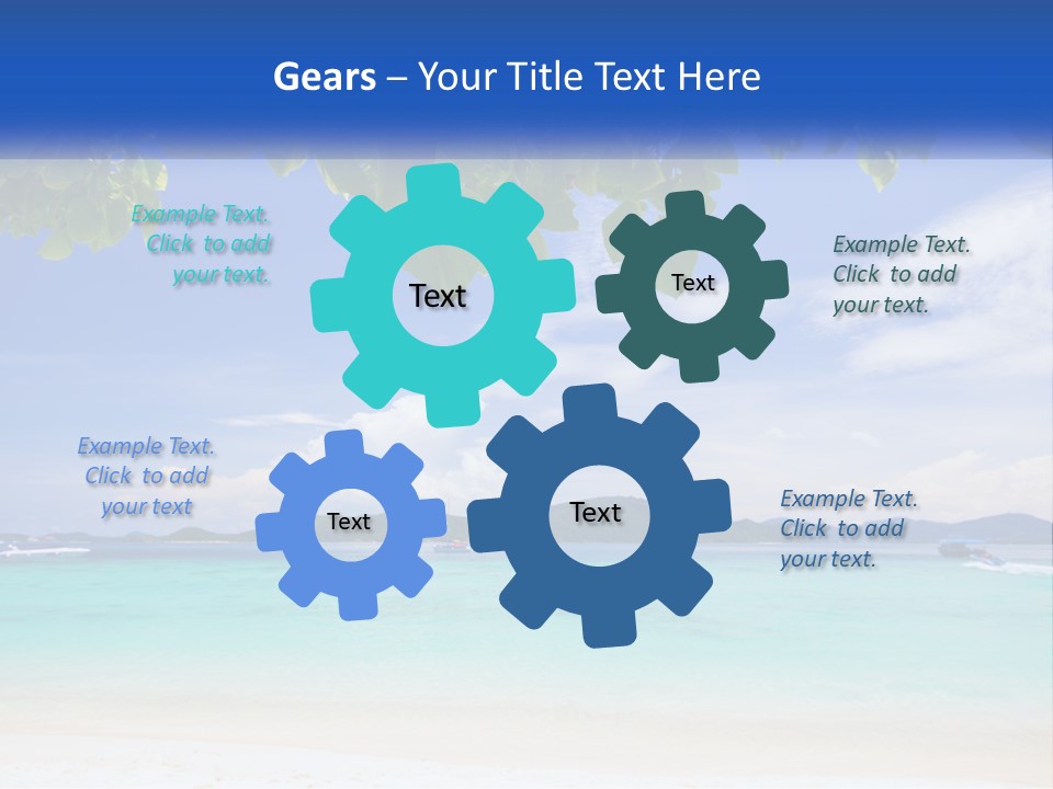 A Beach With Boats In The Water And A Blue Sky PowerPoint Template