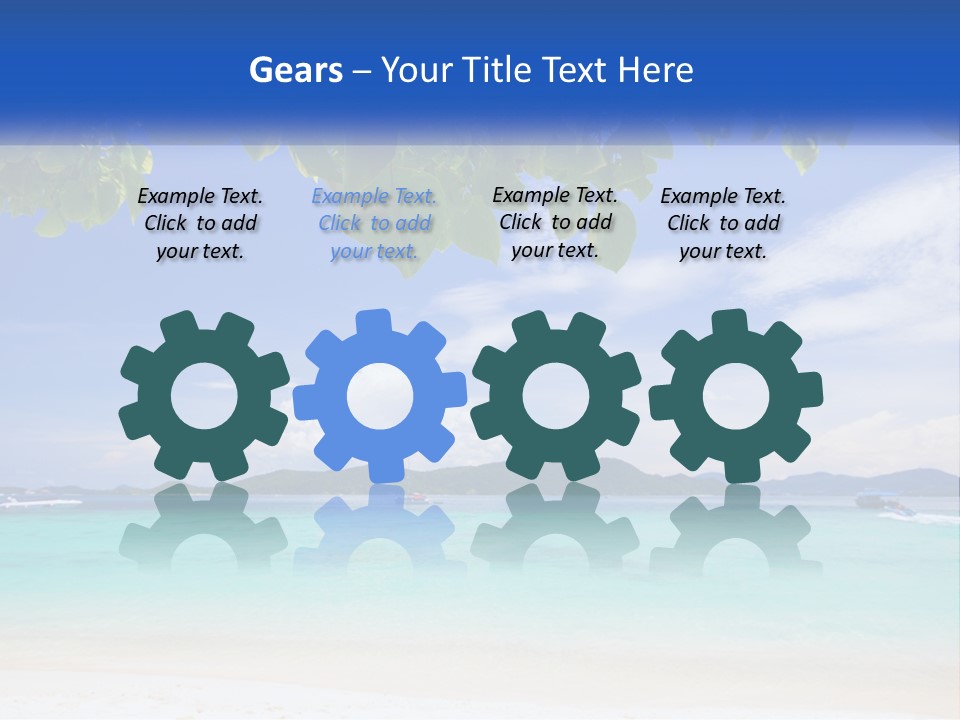 A Beach With Boats In The Water And A Blue Sky PowerPoint Template