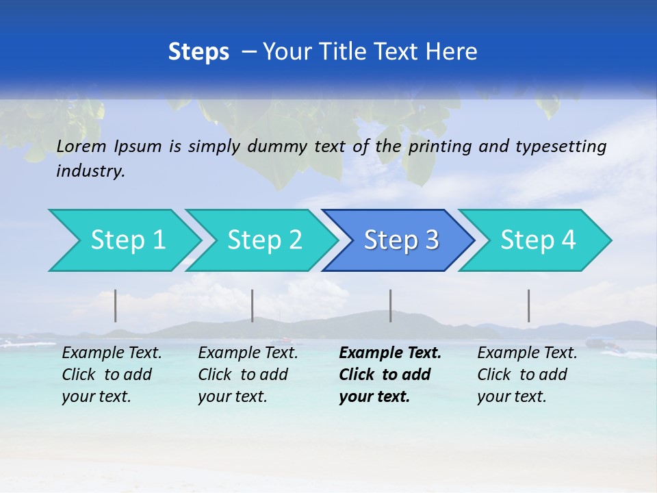 A Beach With Boats In The Water And A Blue Sky PowerPoint Template