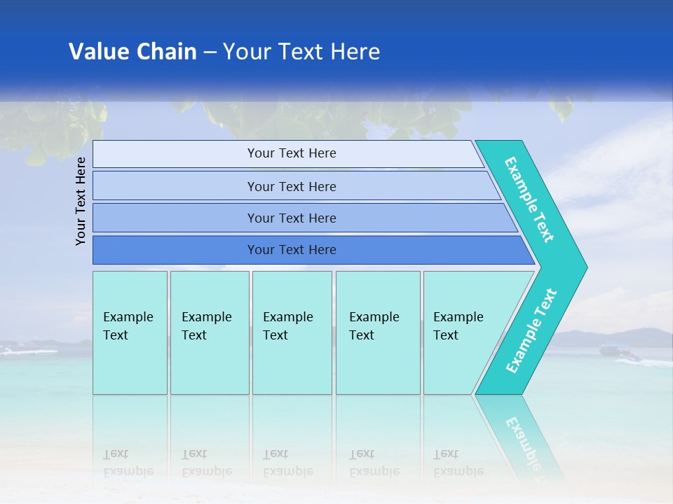 A Beach With Boats In The Water And A Blue Sky PowerPoint Template