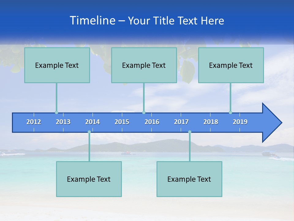 A Beach With Boats In The Water And A Blue Sky PowerPoint Template
