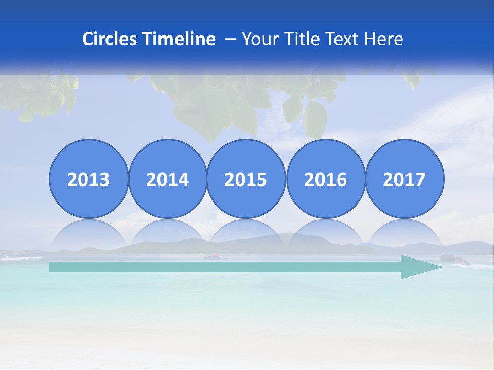 A Beach With Boats In The Water And A Blue Sky PowerPoint Template