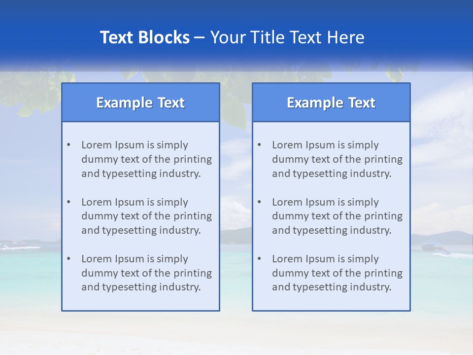 A Beach With Boats In The Water And A Blue Sky PowerPoint Template