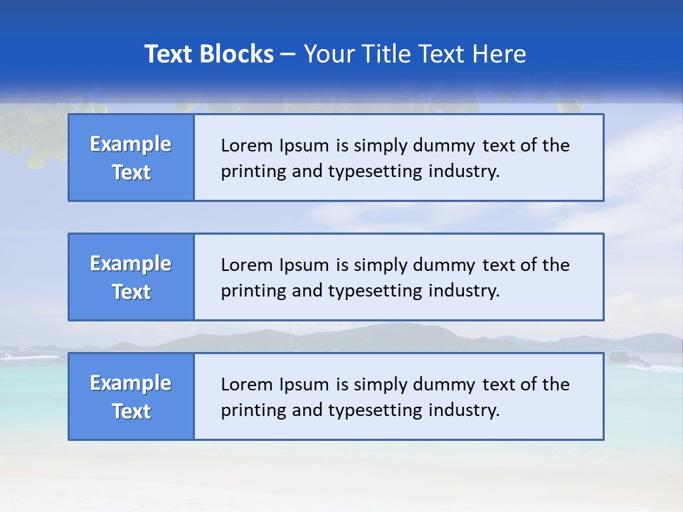 A Beach With Boats In The Water And A Blue Sky PowerPoint Template