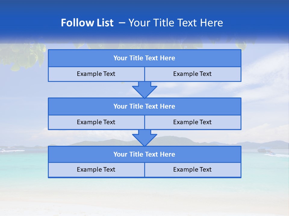 A Beach With Boats In The Water And A Blue Sky PowerPoint Template