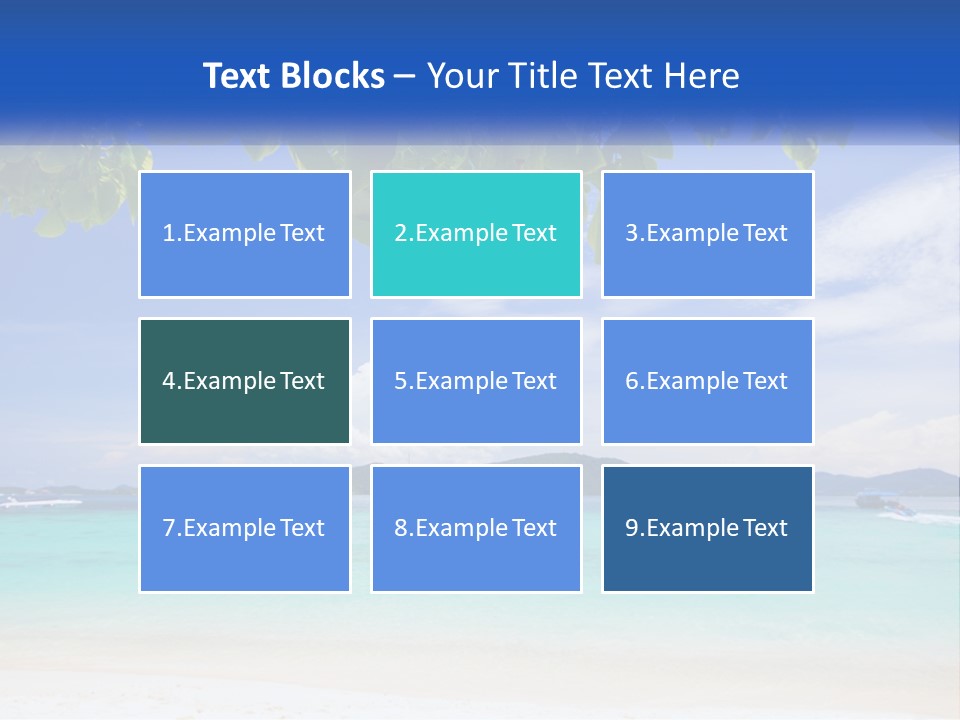 A Beach With Boats In The Water And A Blue Sky PowerPoint Template