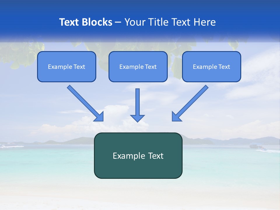 A Beach With Boats In The Water And A Blue Sky PowerPoint Template