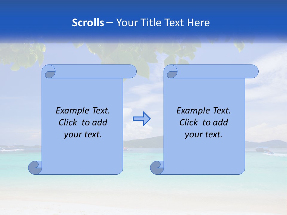 A Beach With Boats In The Water And A Blue Sky PowerPoint Template
