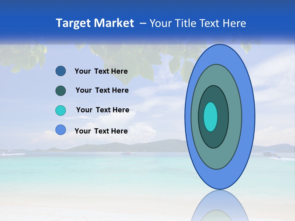 A Beach With Boats In The Water And A Blue Sky PowerPoint Template