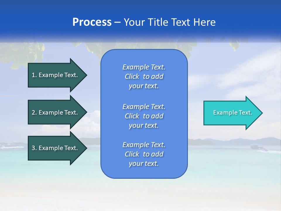 A Beach With Boats In The Water And A Blue Sky PowerPoint Template