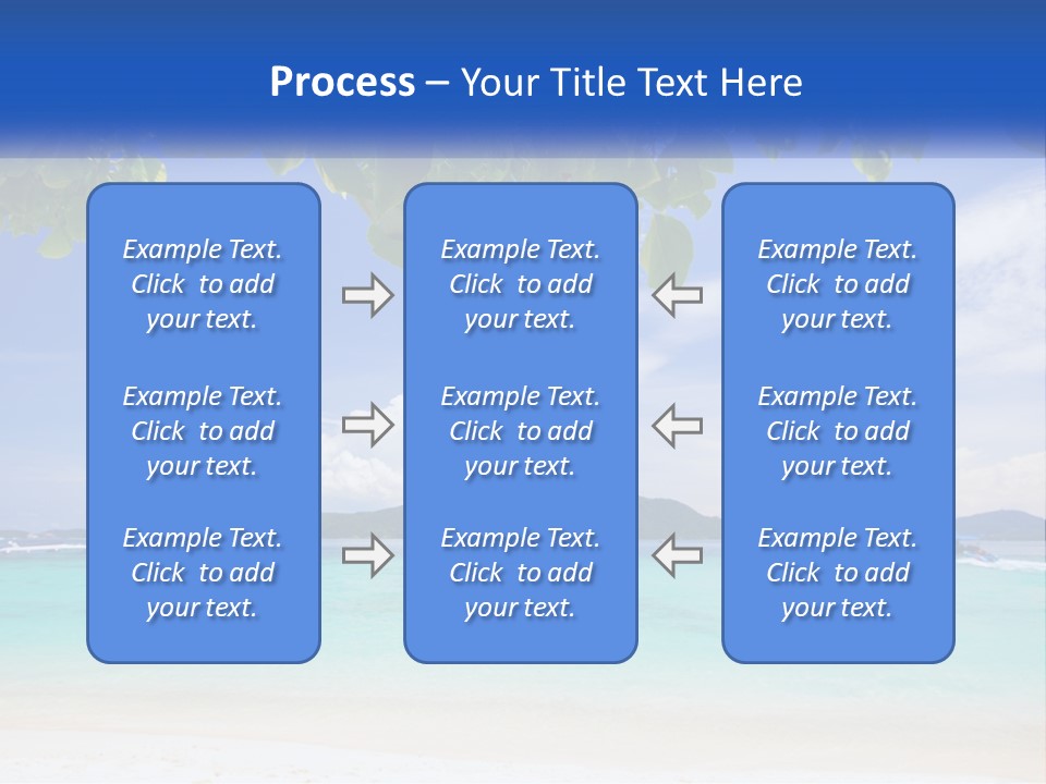 A Beach With Boats In The Water And A Blue Sky PowerPoint Template