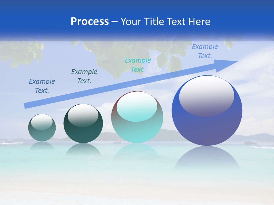 A Beach With Boats In The Water And A Blue Sky PowerPoint Template