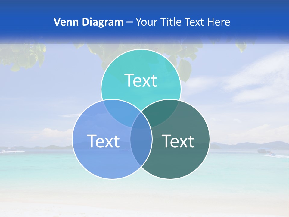 A Beach With Boats In The Water And A Blue Sky PowerPoint Template