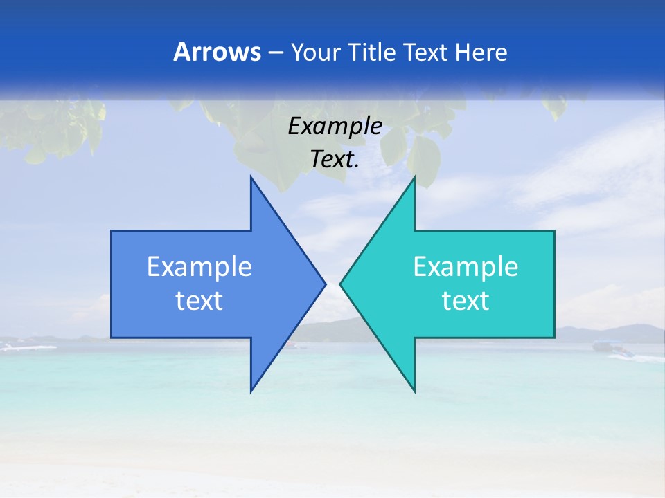 A Beach With Boats In The Water And A Blue Sky PowerPoint Template