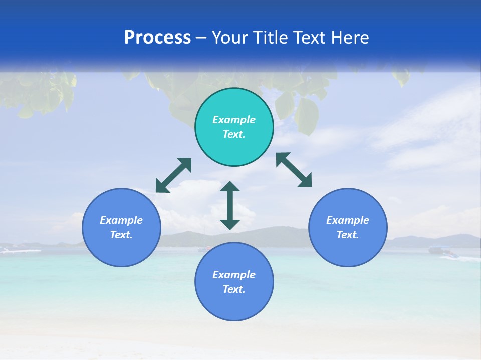 A Beach With Boats In The Water And A Blue Sky PowerPoint Template