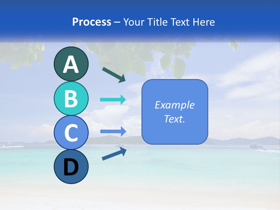 A Beach With Boats In The Water And A Blue Sky PowerPoint Template