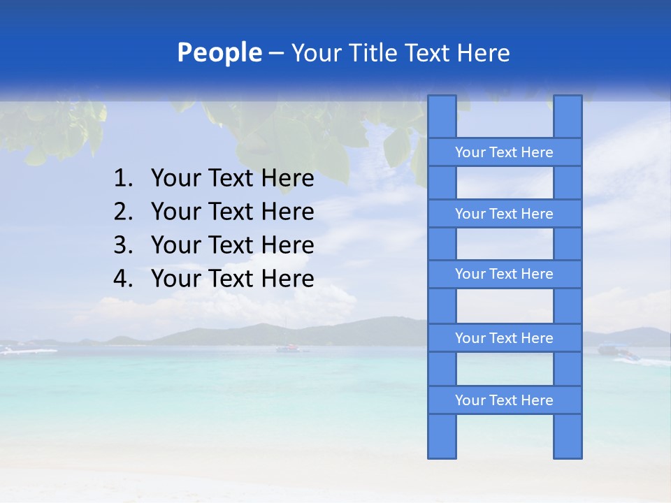 A Beach With Boats In The Water And A Blue Sky PowerPoint Template