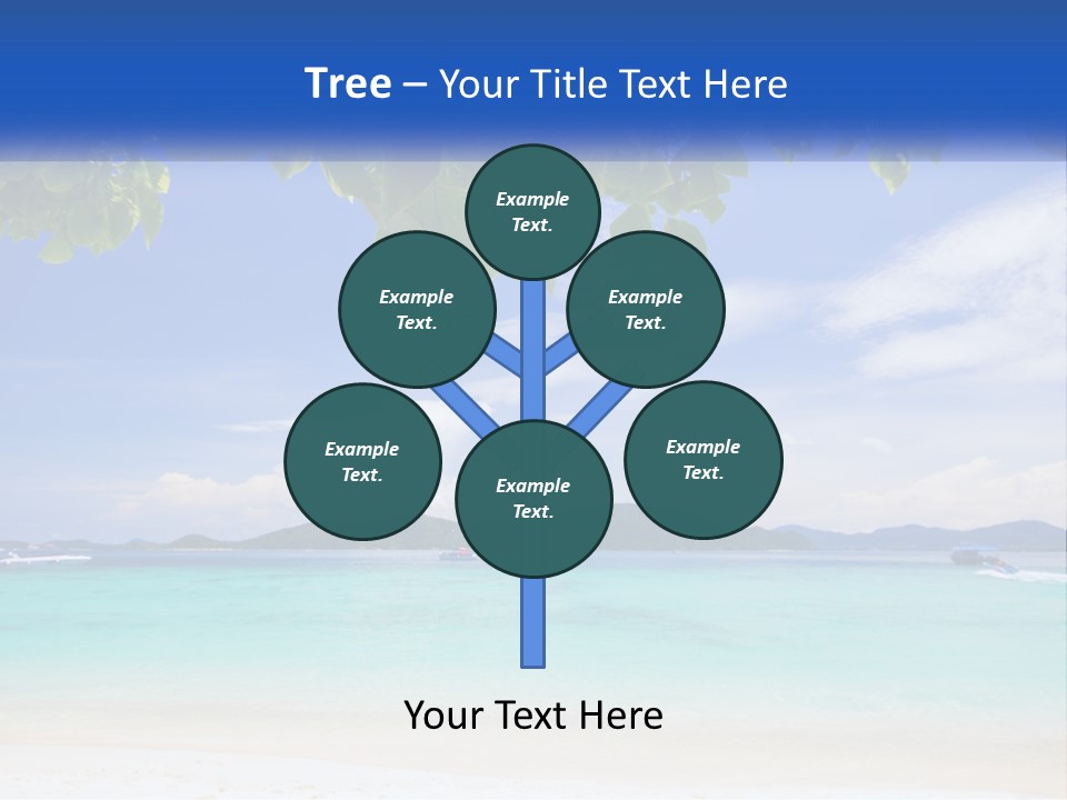 A Beach With Boats In The Water And A Blue Sky PowerPoint Template