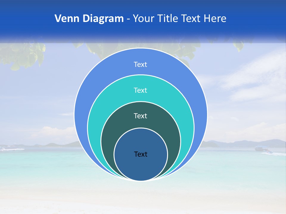 A Beach With Boats In The Water And A Blue Sky PowerPoint Template