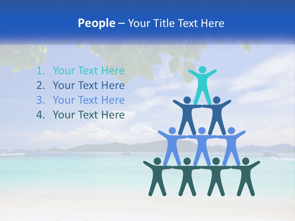 A Beach With Boats In The Water And A Blue Sky PowerPoint Template