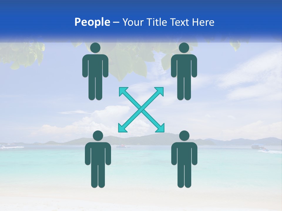 A Beach With Boats In The Water And A Blue Sky PowerPoint Template