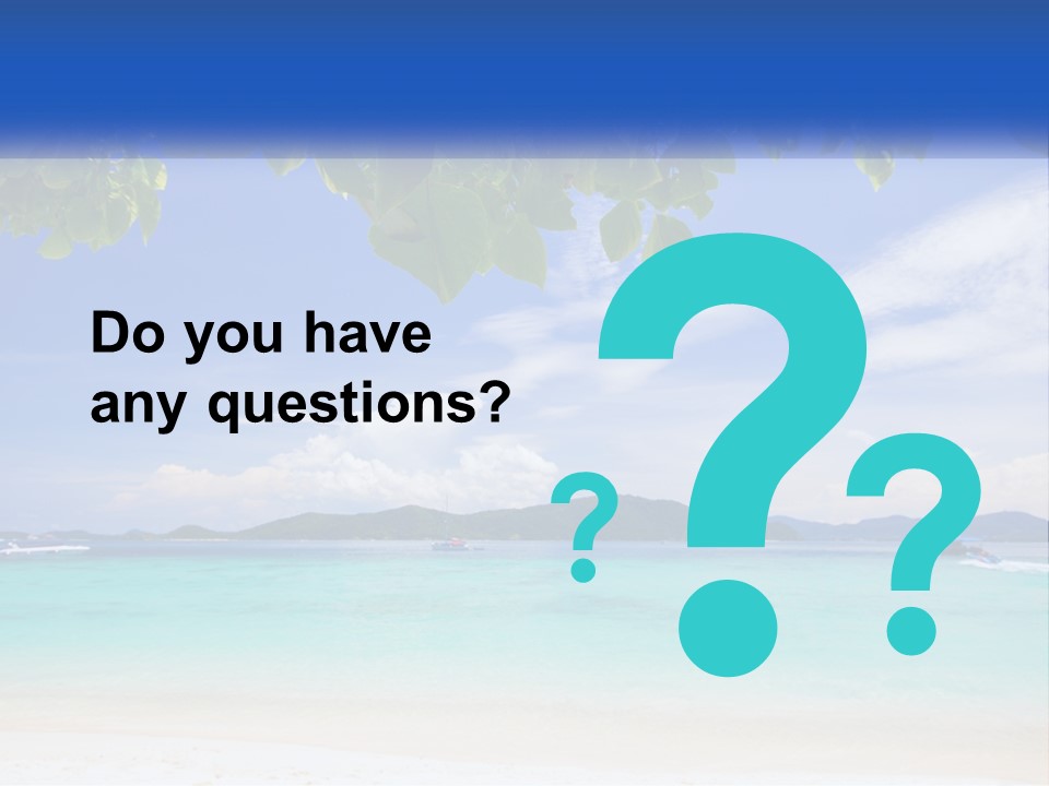 A Beach With Boats In The Water And A Blue Sky PowerPoint Template