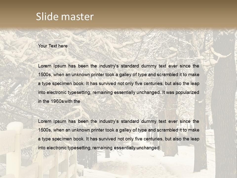 A Snowy Path With Trees And A Fence PowerPoint Template