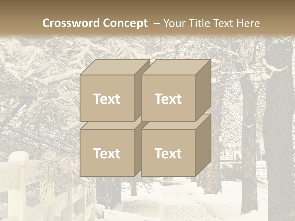 A Snowy Path With Trees And A Fence PowerPoint Template