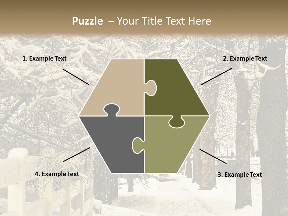 A Snowy Path With Trees And A Fence PowerPoint Template