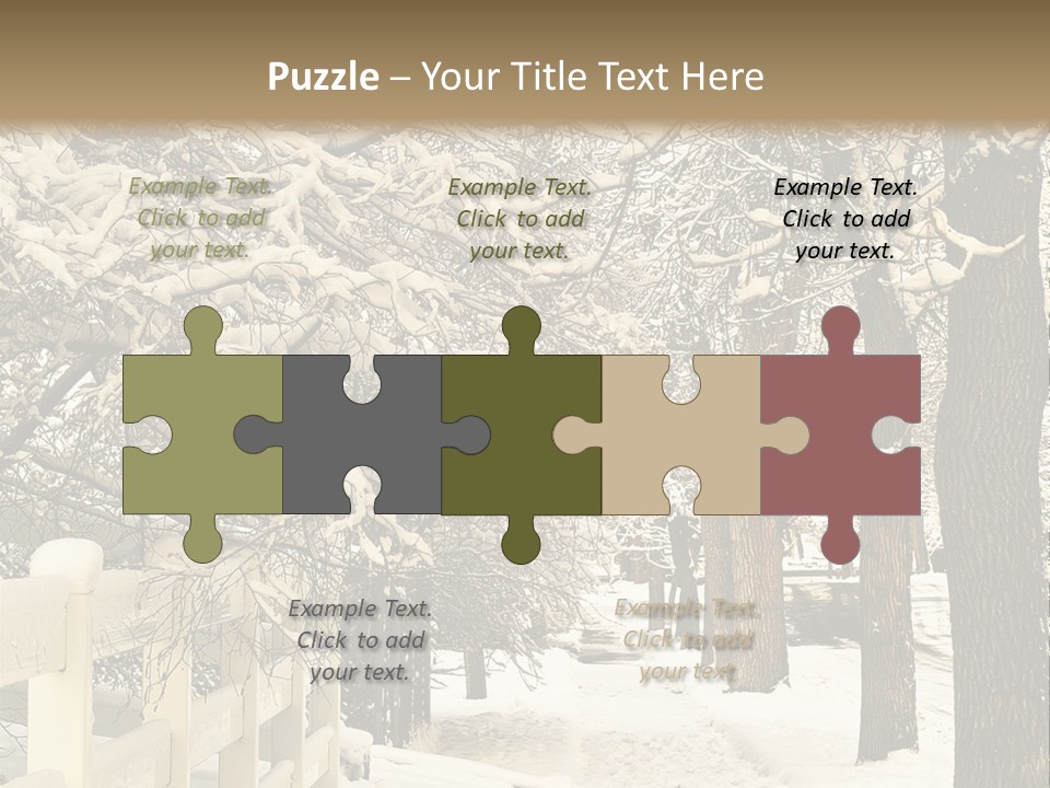 A Snowy Path With Trees And A Fence PowerPoint Template