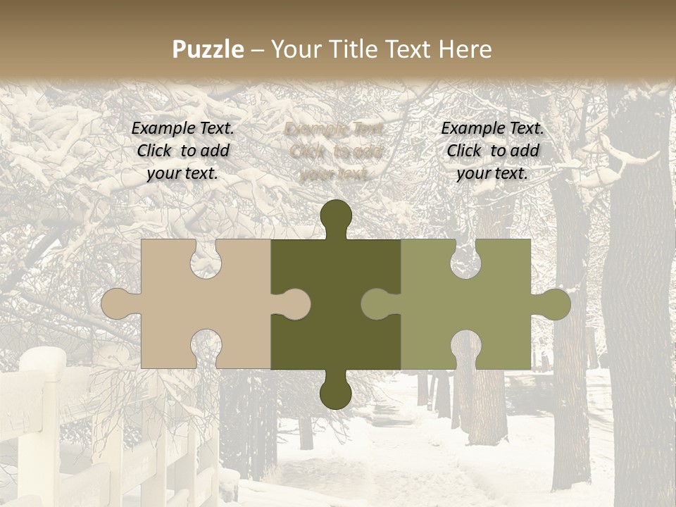 A Snowy Path With Trees And A Fence PowerPoint Template