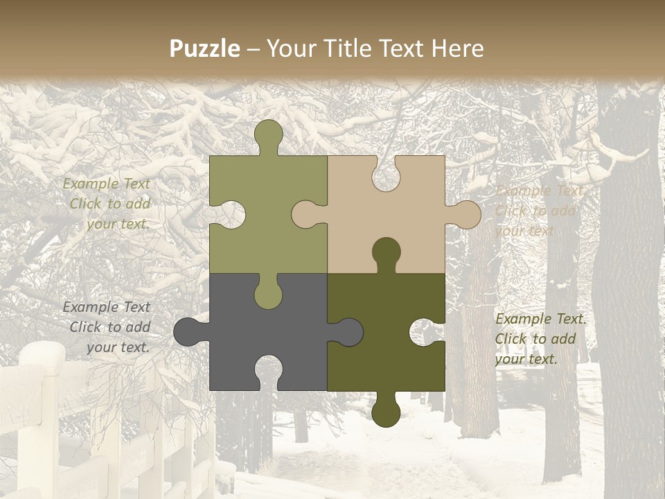 A Snowy Path With Trees And A Fence PowerPoint Template