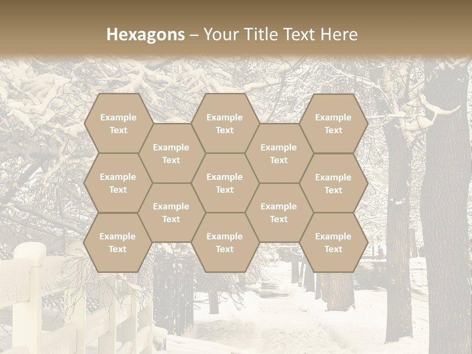 A Snowy Path With Trees And A Fence PowerPoint Template