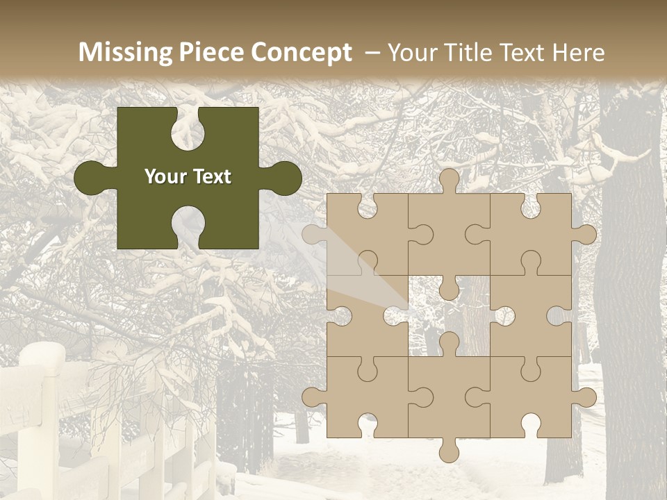 A Snowy Path With Trees And A Fence PowerPoint Template