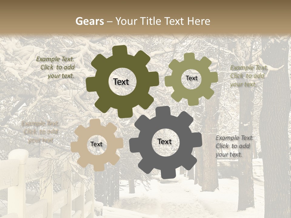 A Snowy Path With Trees And A Fence PowerPoint Template