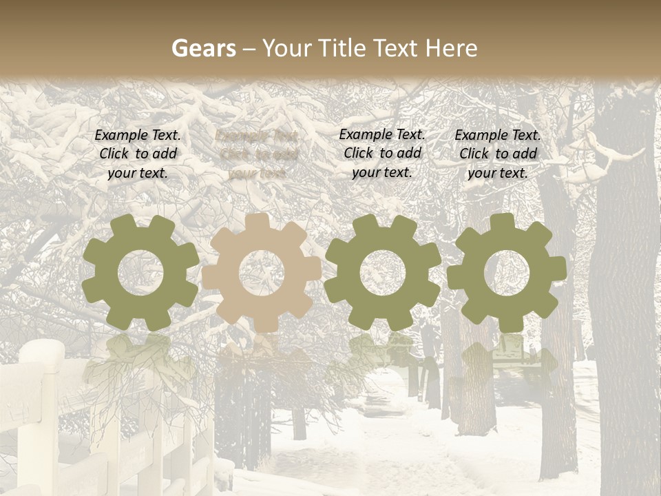 A Snowy Path With Trees And A Fence PowerPoint Template