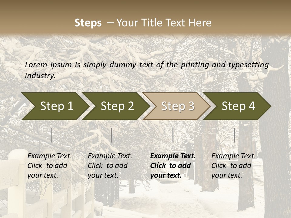 A Snowy Path With Trees And A Fence PowerPoint Template