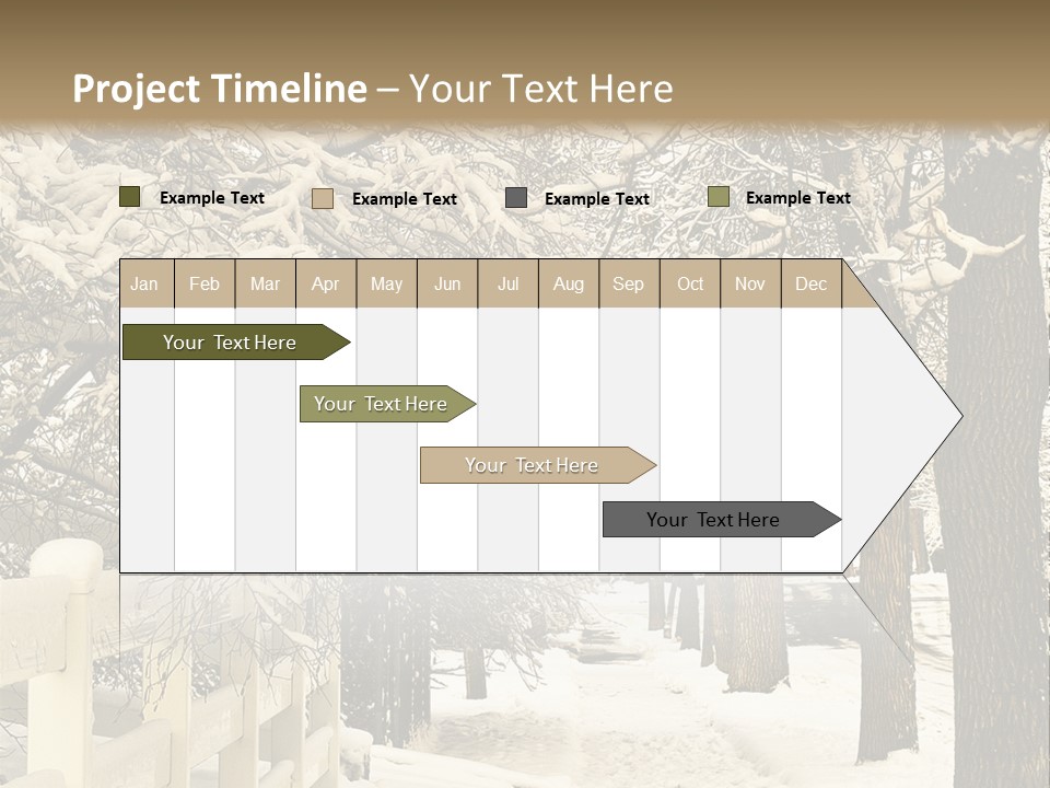 A Snowy Path With Trees And A Fence PowerPoint Template