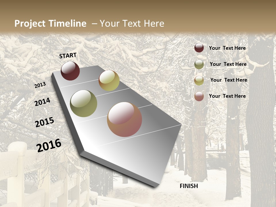 A Snowy Path With Trees And A Fence PowerPoint Template