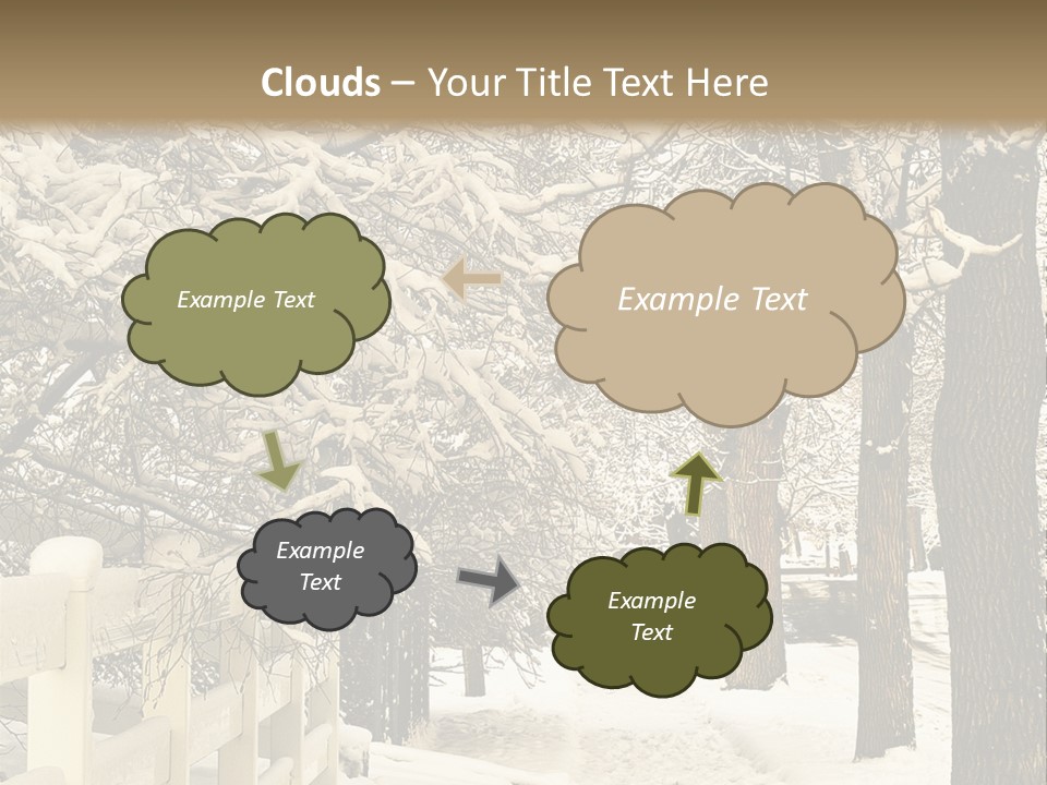 A Snowy Path With Trees And A Fence PowerPoint Template