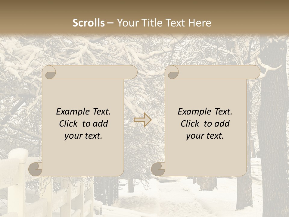 A Snowy Path With Trees And A Fence PowerPoint Template