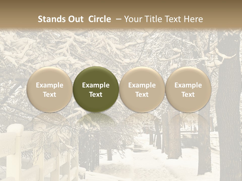 A Snowy Path With Trees And A Fence PowerPoint Template